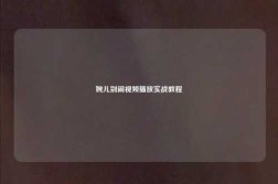 婉儿别闹视频播放实战教程